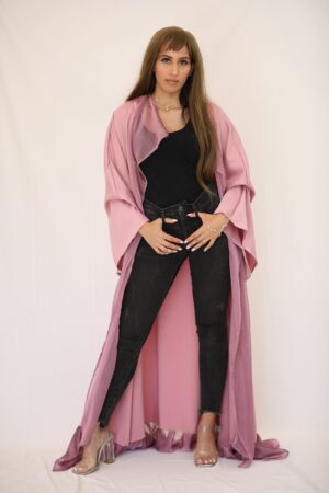 Baby Pink Ruffles Abbaya mix with Silk